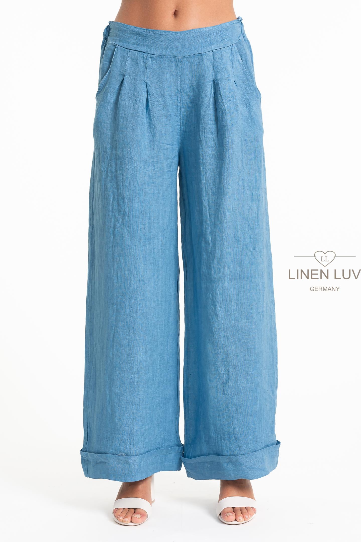 100% Linen Cobalt Blue Pant