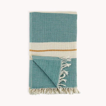 The Coastline towel is an easy choice with its vintage-inspired design with vibrant color story for anyone and everyone you know! Extra-soft handfeel, no crispiness, gets softer with use. Roll up to fit easily into a travel bag or for yoga. Made with pure Turkish cotton in a fair trade environment.