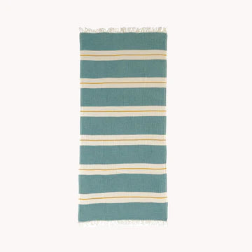 The Coastline towel is an easy choice with its vintage-inspired design with vibrant color story for anyone and everyone you know! Extra-soft handfeel, no crispiness, gets softer with use. Roll up to fit easily into a travel bag or for yoga. Made with pure Turkish cotton in a fair trade environment.