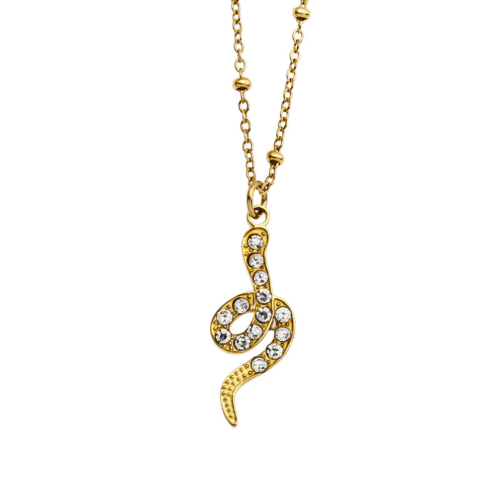 RIHANNA Golden Chain Snake Pendant