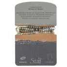 Tap into the energies of the earth.  Semi precious gemstones adorn wrist & neckline. Effortlessly converts from bracelet to necklace.  Can be wrapped 4-5 times as a bracelet and 1-2 times as a necklace. 