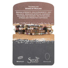 Tap into the energies of the earth.  Semi precious gemstones adorn wrist & neckline. Effortlessly converts from bracelet to necklace.  Can be wrapped 4-5 times as a bracelet and 1-2 times as a necklace. 
