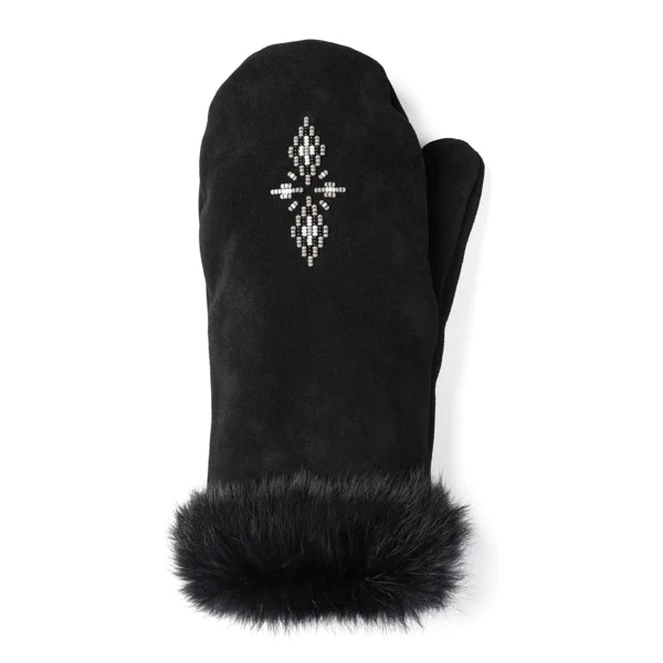 Cozy And Soft Black color Manitobah Fur Trim Mitt