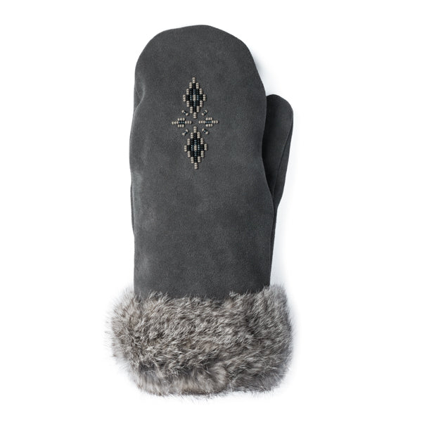 Cozy And Soft Charcoal color Manitobah Fur Trim Mitt