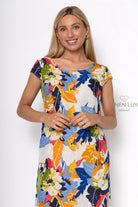 100% Linen, Colourful Shift Dress with Cap Sleeves