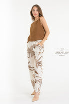 100% Linen Camel Coloured Summer Sleeveless Top