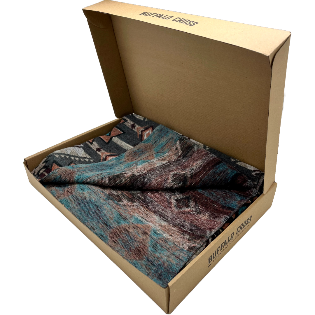 Turquoise 100% Polyester Buffalo Cross Throw Blanket With Wonderful Box Packing.