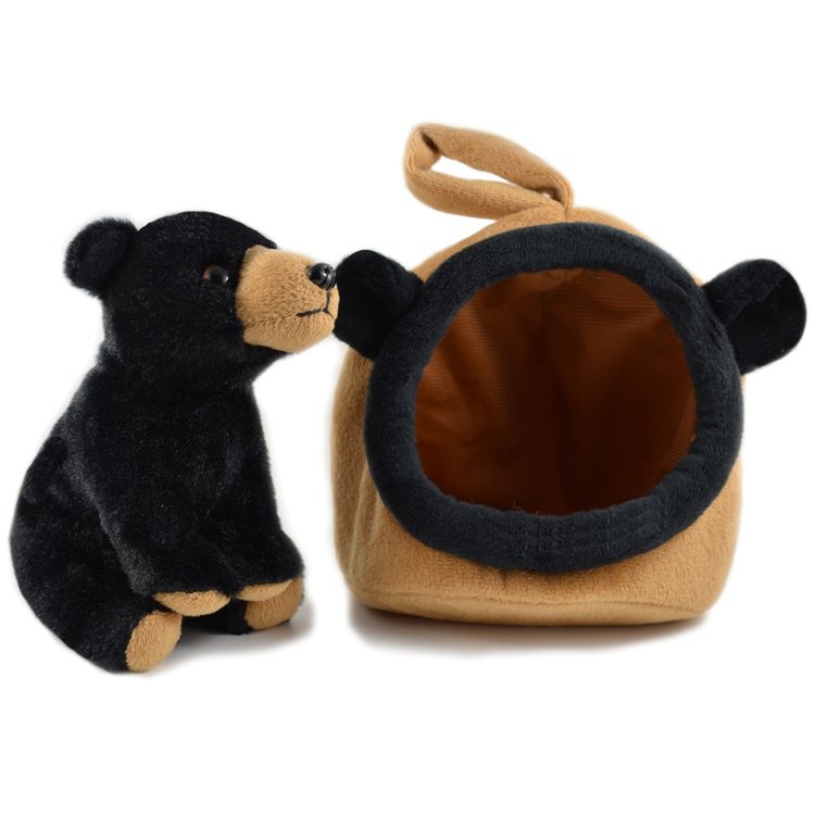 Black Bear in House Stuffed Animal Toy