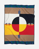 64" x 80" Pendleton blanket made from virgin wool and cotton, circle of life design with various colors