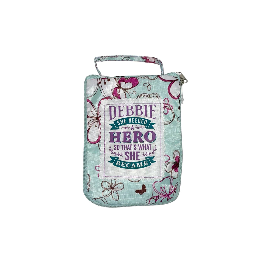 Aqua Butterfly Print Tote Bag Nicely Quoted With "Debbie, She Needed a Hero So That's What She Became"