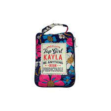 Multi Color Flower Print Tote Bag Nicely Quoted With "Absolute Top Girl Kayla; Be Anything But Predictable"