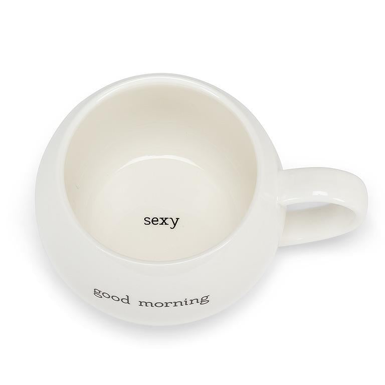 cute 16 oz ball mug made of stoneware with a cheeky message; good morning sexy