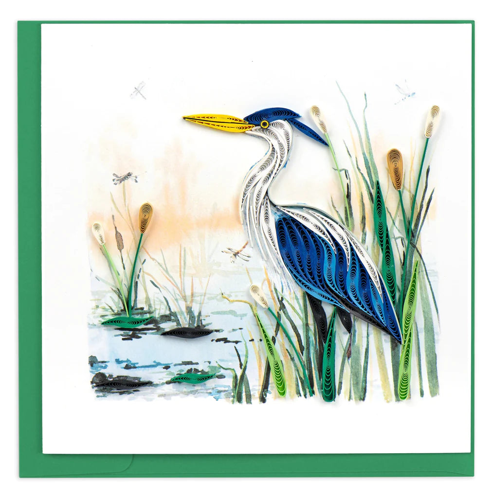 Great Blue Heron Handmade Quilling Card Which Is Symbolizing Grace And Resilience