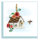 A birdhouse represents freedom or independence with flying birds is a beautiful card to send in the spring