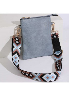 Blue Color Crossbody Cellphone Bag With an Adjustable and Guitar Style Strap