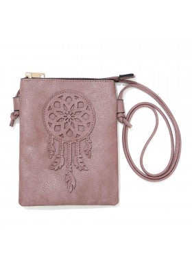 Plum Colour Dreamcatcher Style Crossbody Bag With an Adjustable Strap