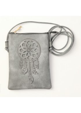 Grey colour Dreamcatcher Style Crossbody Cellphone Bag With an Adjustable Strap