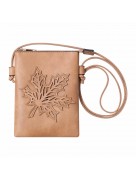 Beige color Maple Leaf Style Crossbody Cellphone Bag With an Adjustable Strap