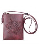 Wine color Maple Leaf Style Crossbody Cellphone Bag With an Adjustable Strap