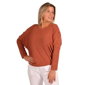 50% viscose 27% polyester 19% nylon 4% elastane; Button Sleeve Sweater