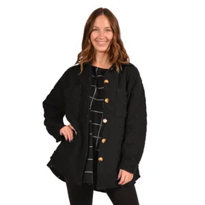 Warm And Cozy Black Color Quilted Coat