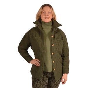 Warm And Cozy Green Color Quilted Coat