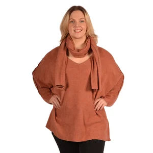 60% viscose 25% polyester 5% elastane V-neck Sweater with Scarf