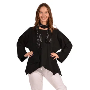 100% Cotton, Black Color Tunic With Scarf  