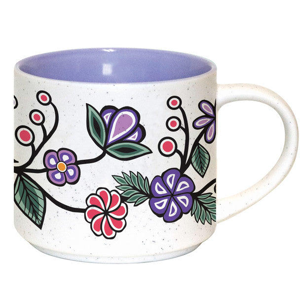 16oz Ceramic Mug With Glossy Finish And Ojibwe Florals Design