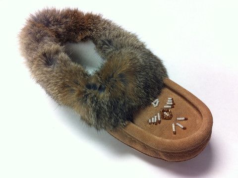 Mocha rabbit fur moccasins