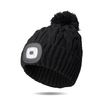 One Size Pom Pom Rechargable Hat With USB charging