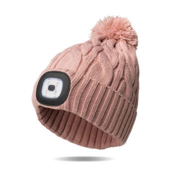 One Size Pom Pom Rechargable Hat With USB charging