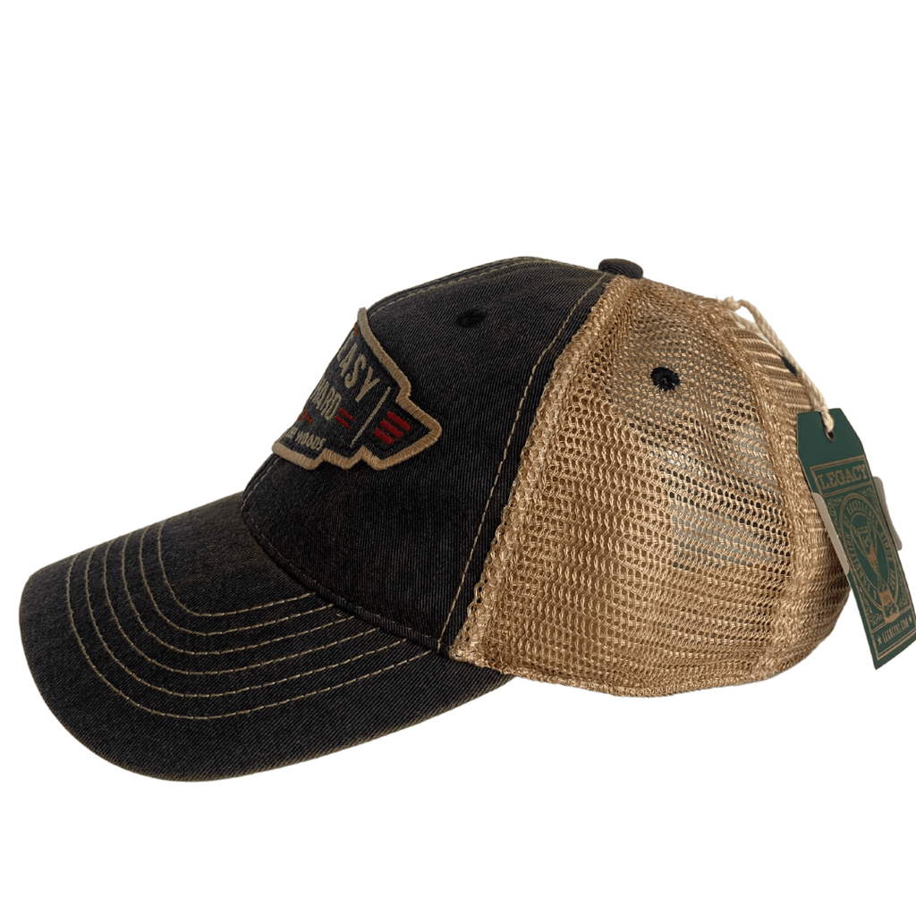 Live Easy Patch Alegre - Vintage Mesh Back Hat; Denim and Maroon  Adult Hat - One size fits most  Adjustable Strap