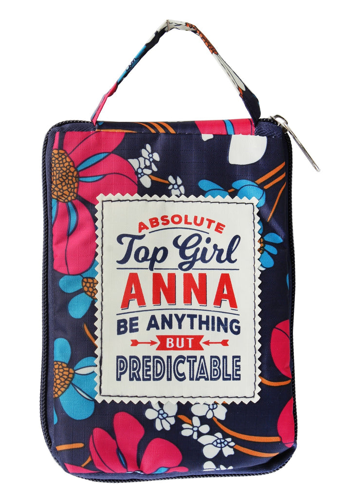 Beautiful Print Tote Bag With A Nice Quote "Absolute Top Girl Anna Be Anything But Predictable"