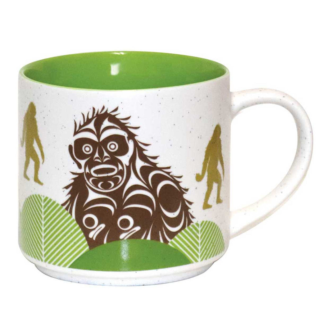 A ceramic coffee mug featuring an Indigenous design of eagles from the Bella Bella tribe