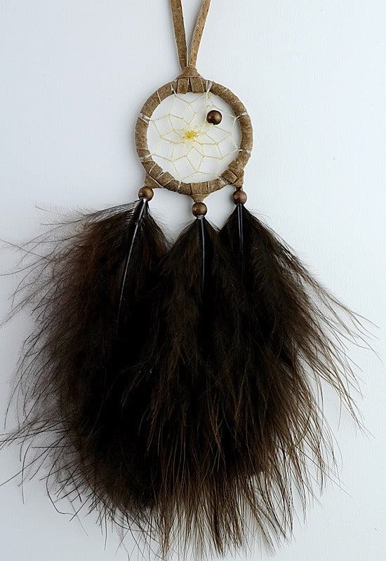 1.5" Dream Catcher. DREAM CATCHER LEGEND: It is said that both good dreams and bad dreams circulate in the night air. The web allows the good dreams to pass through the web to the sleeper and the bad dreams become entangled in the web, where they perish at the first light of dawn.