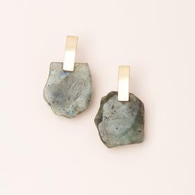 Scout jewelry featuring a pair of polished stone earrings