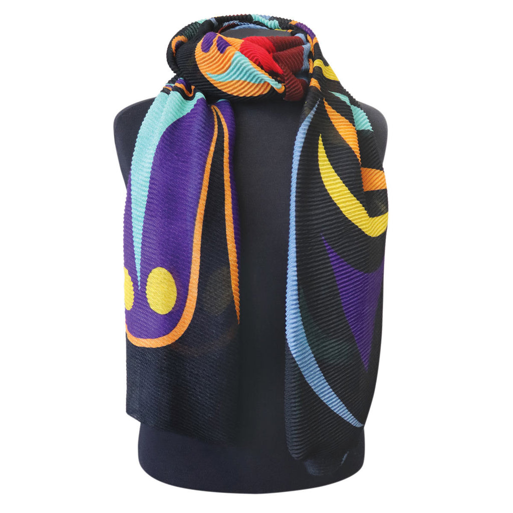 The eco scarf is soft, textured, and vibrantly coloured with an Indigenous design. The perfect way to showcase your style.