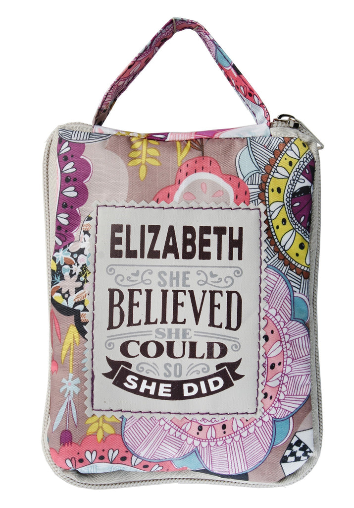 Beautiful Print Tote Bag With A Nice Quote "Elizabeth, She Believed She Could So She Did"