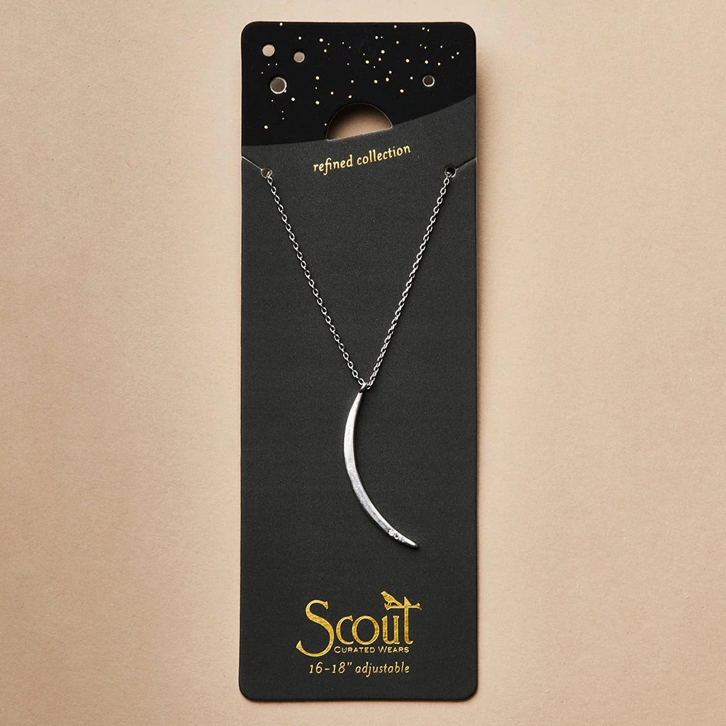 Scout jewelry featuring a modern silhouette pendant on chain necklace