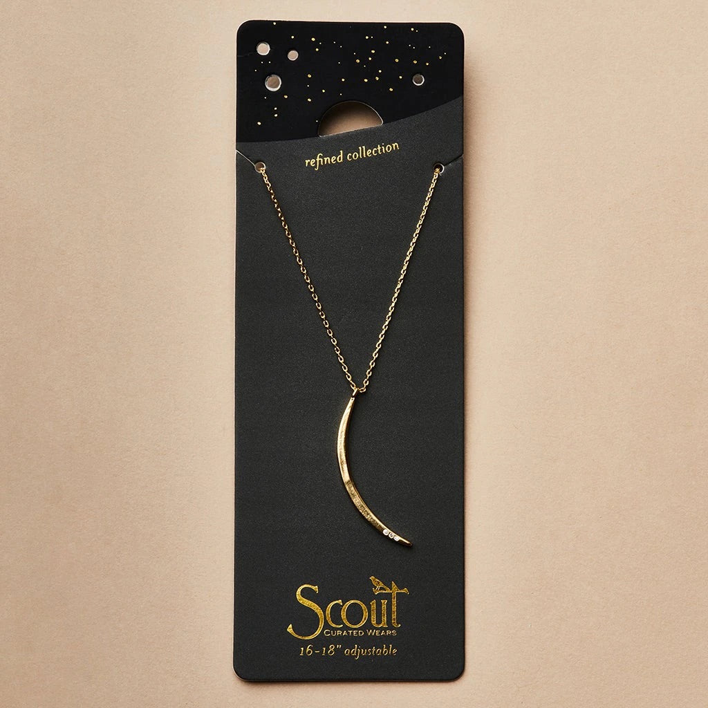 Scout jewelry featuring a modern silhouette pendant on chain necklace