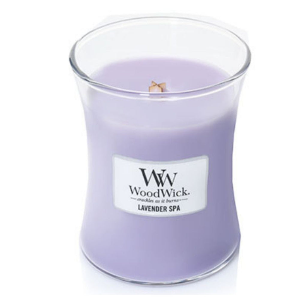 Woodwick scented candles allows you to enjoy the crackle of a fire from the comfort of your own home with your favourite scent of lavender spa.