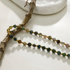 Hackney jewelry featuring agate stones and gold beaded chain necklace. 
