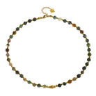 Hackney jewelry featuring agate stones and gold beaded chain necklace. 