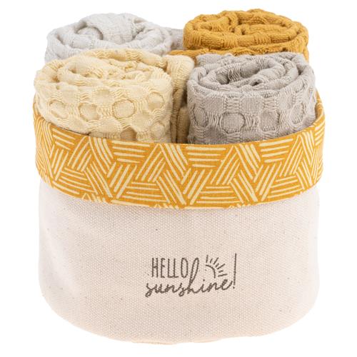 Colorful Hello Sunshine Waffle Weave Dishcloth Sets