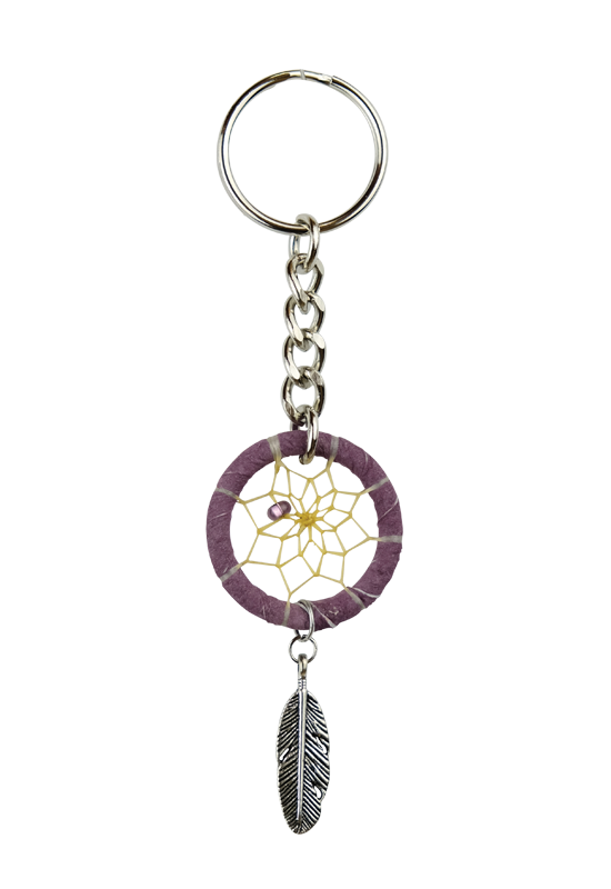 1.25" Dream Catcher Feather Keychains  Comes in Black, Purple, Red