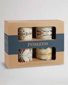Pack of 4 14oz sturdy ceramic Pendleton mugs featuring their oldest and most popular designs.