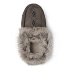 Manitobah mukluk ladies grey moccasin with beaded design and grey fir trim