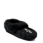 Manitobah mukluk mens black moccasin with beaded design and black fir trim