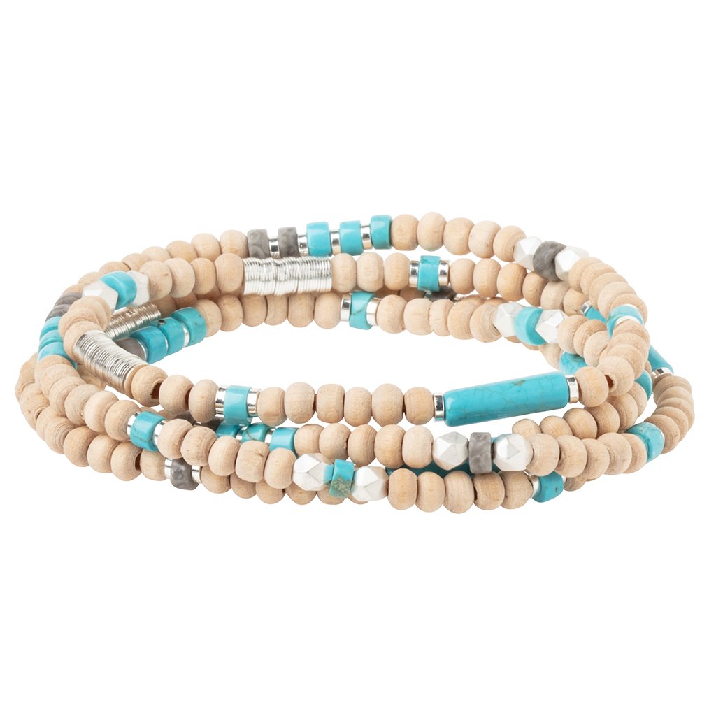 Scout jewelry featuring natural gemstone beads on bracelet